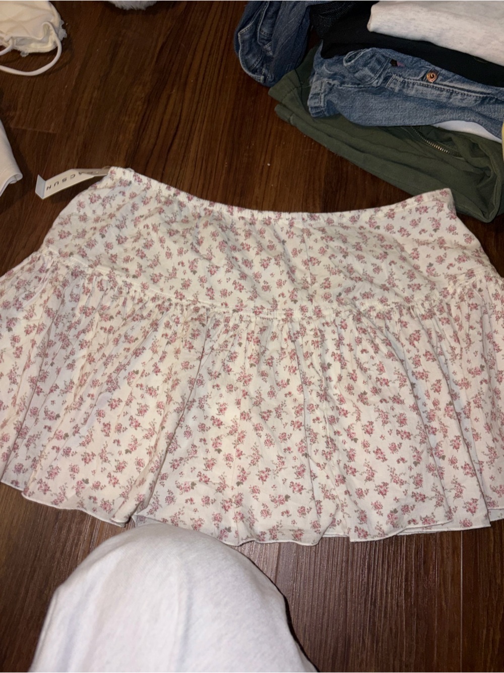 PacSun White Tube Top with Pink Floral Print